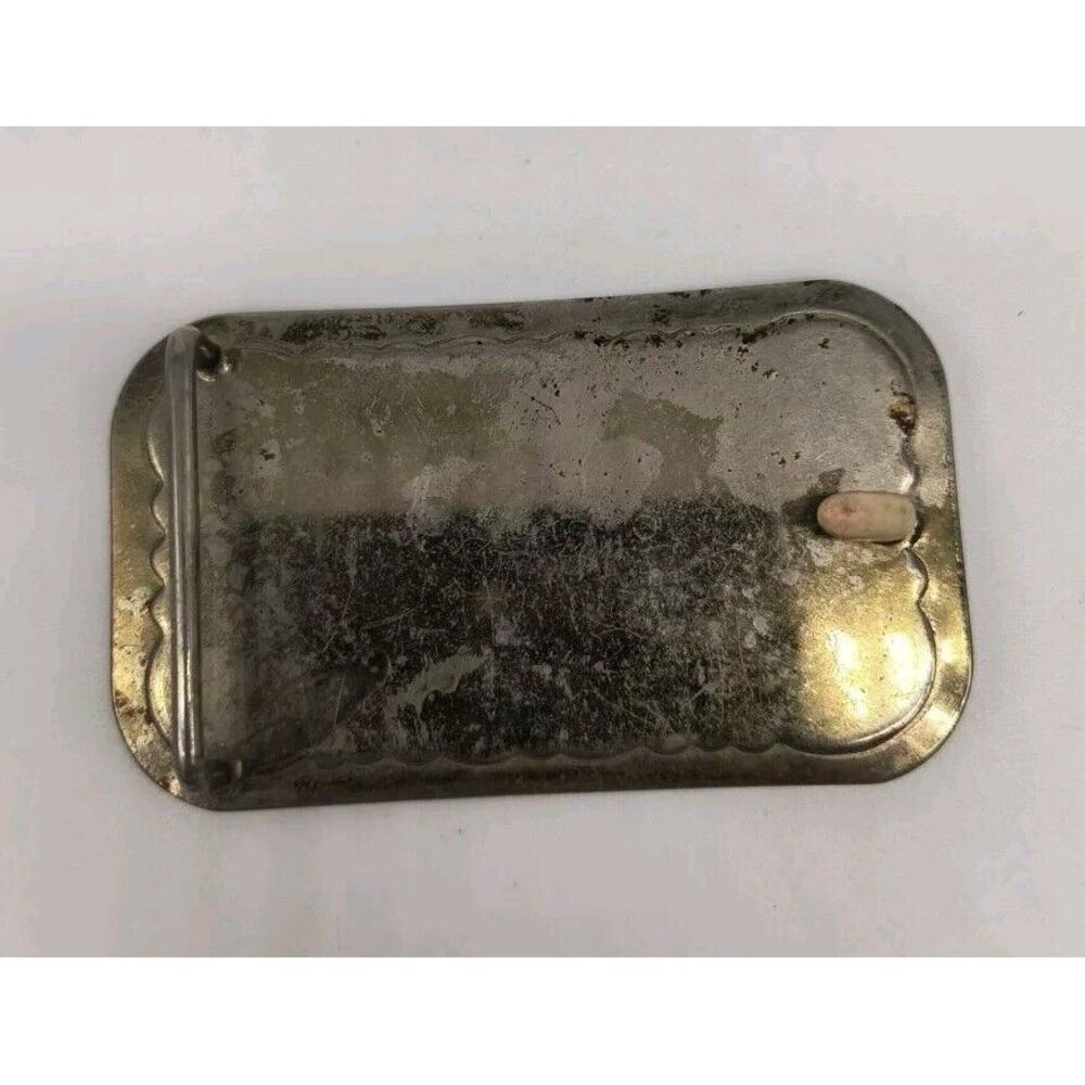 Vintage Nickel Plated Metal Western Cowboy Belt Buckle Rectangular - Picture 5 of 8